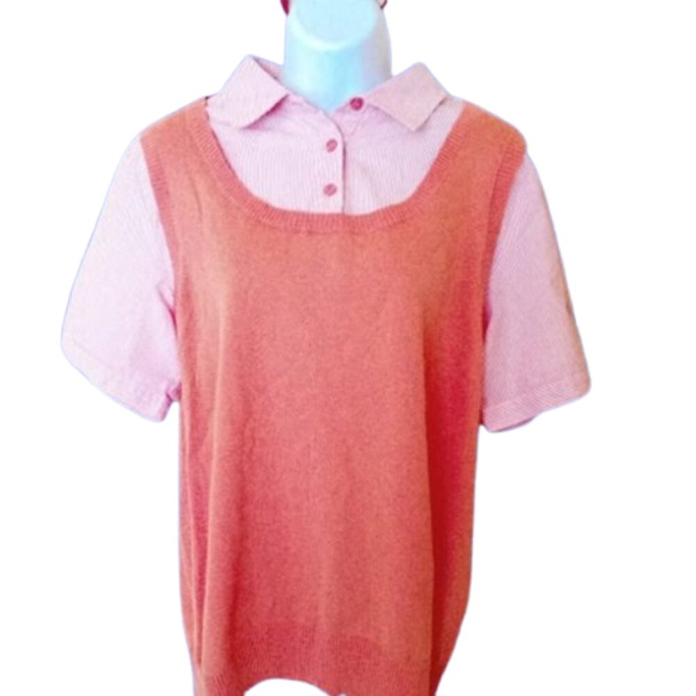 ---  Orange White Layered Top Size 14 16